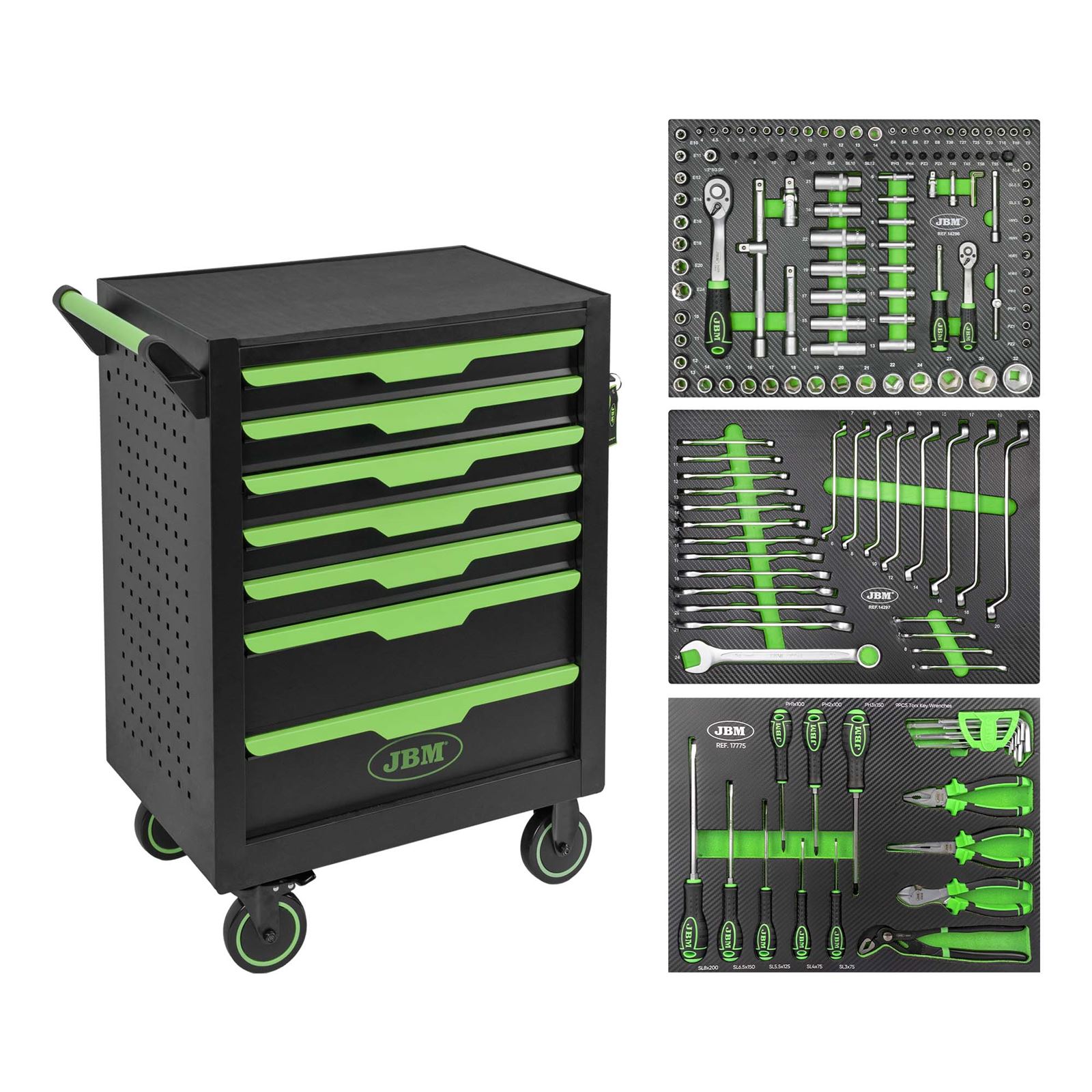 CARRO DE HERRAMIENTAS DE 7 CAJONES VERDE - Imagen 1