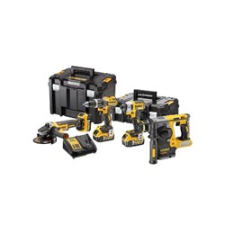 DCK429P3T-QW KIT XR 18V = DCD805 Taladro Percutor + DCF850 Atornillador Impacto + DCG405 Amoladora + DCH273 Martillo + 3 baterías Li-Ion 5Ah + TSTAK II + TSTAK VI - Imagen 1